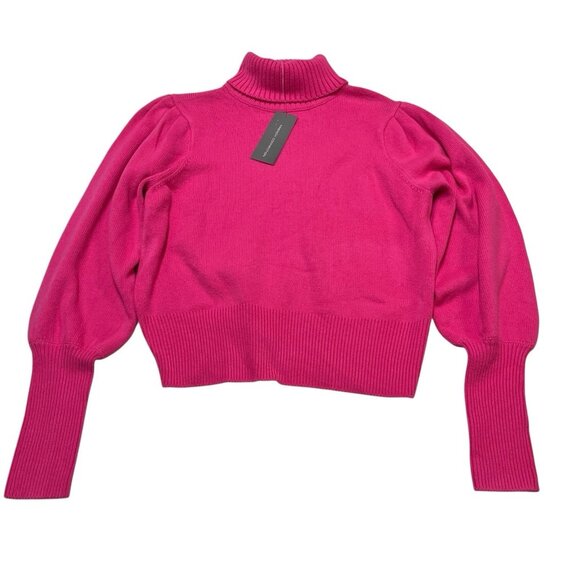 French Connection Sweater Womens S Pink Turtleneck Puff Sleeve Pullover Preppy - Picture 1 of 11